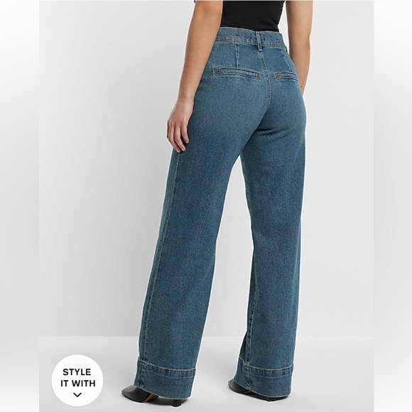 NWT Express Wide Leg High Waist Jeans sz 4 short - Picture 2 of 14